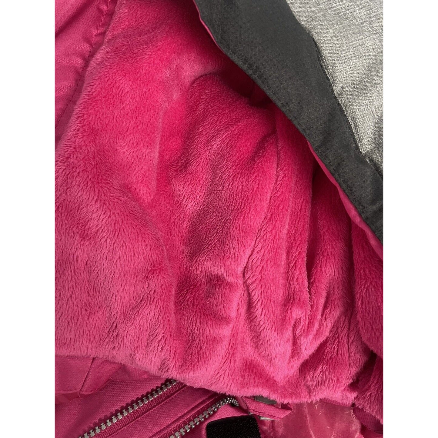 Gerry Grey Black Ski Snow Color Block Faux Fur Hooded Jacket Girls Size M Medium