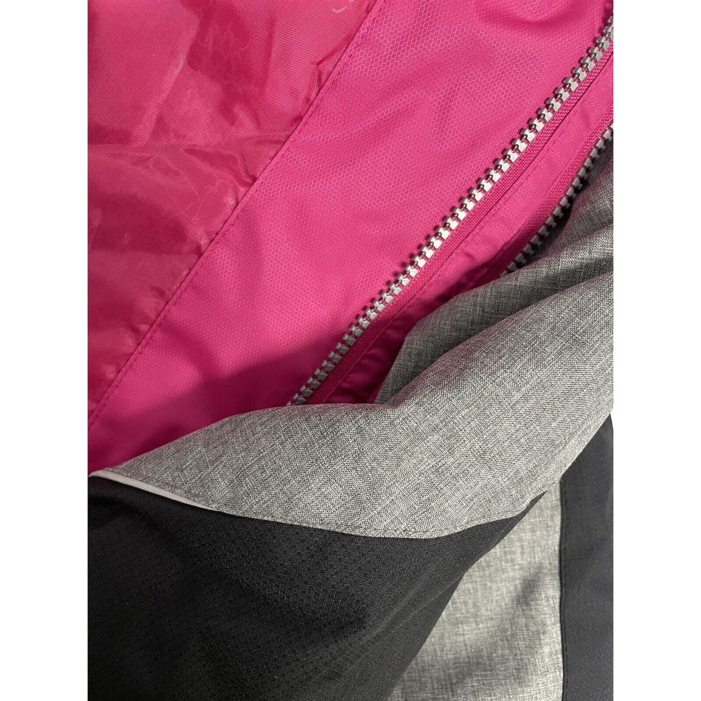 Gerry Grey Black Ski Snow Color Block Faux Fur Hooded Jacket Girls Size M Medium