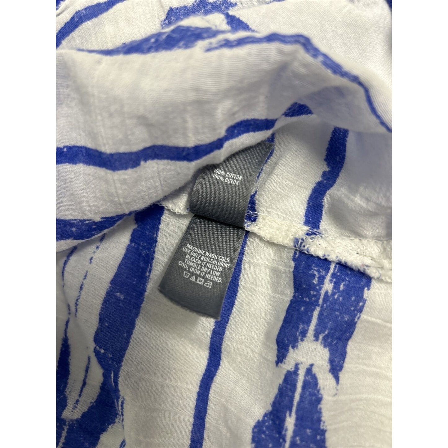 Aerie White Blue Striped Semi Sheer Lightweight Pullover Short Sleeve Top M