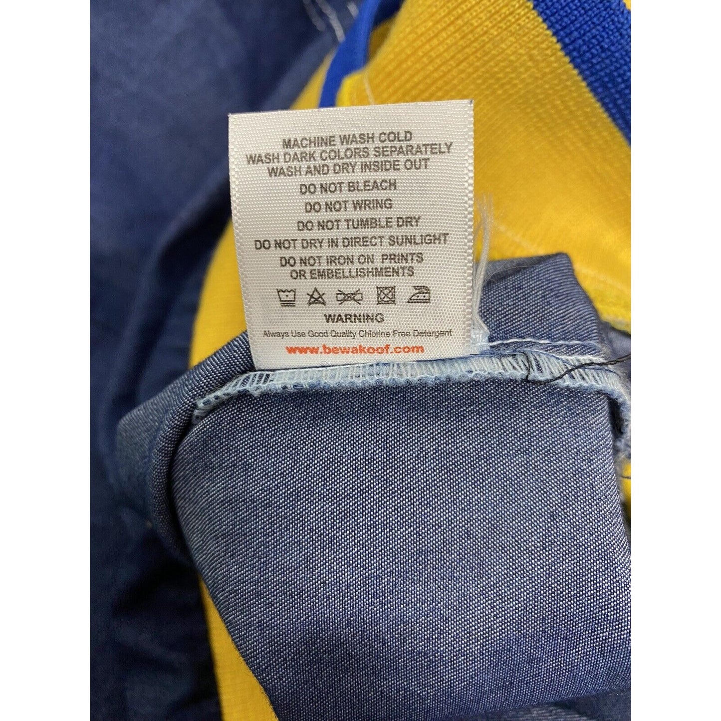 Bewakoof Savage Dark Blue Denim Blue Yellow Trim Snap Up Jacket L