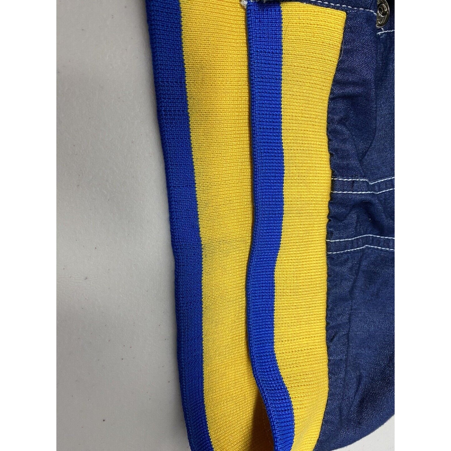Bewakoof Savage Dark Blue Denim Blue Yellow Trim Snap Up Jacket L