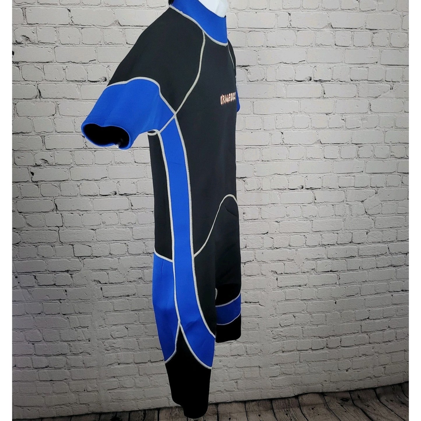 O'Rageous Black Blue Short Sleeve Shorty Springsuit Wetsuit Dive Surf Large L