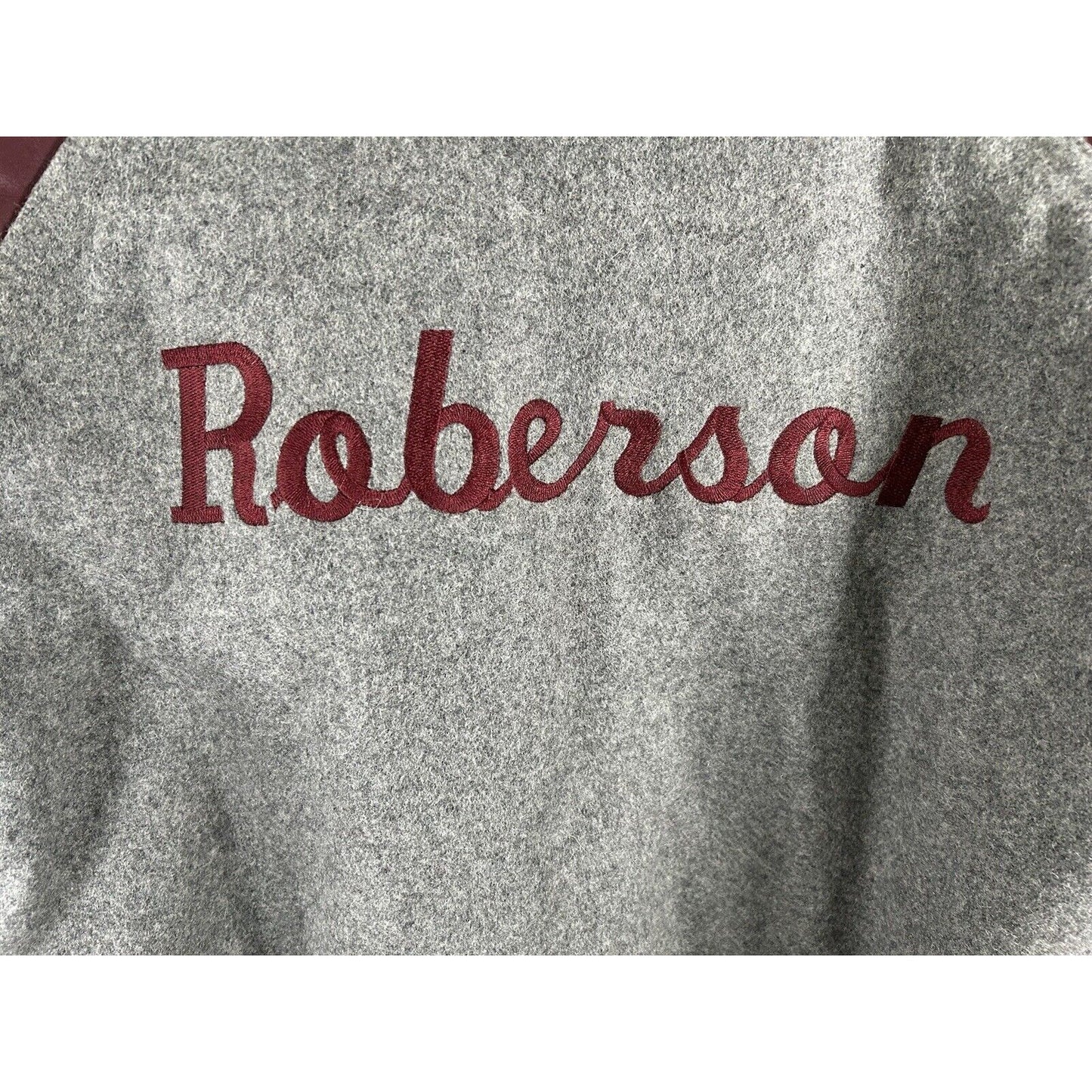 Neff Gray Maroon Wool Blend Leather Quilted Lining Letterman Varsity Jacket L