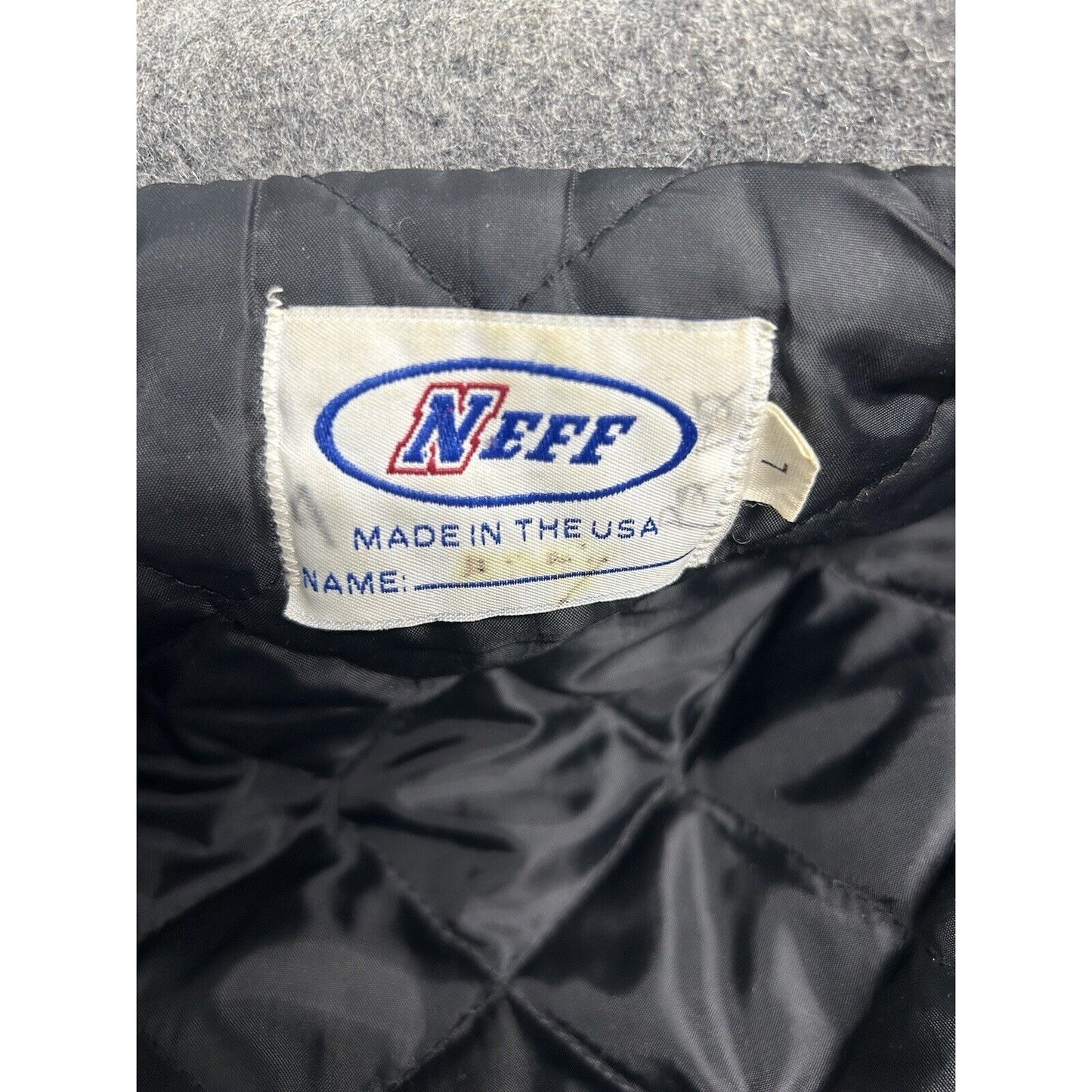 Neff Gray Maroon Wool Blend Leather Quilted Lining Letterman Varsity Jacket L