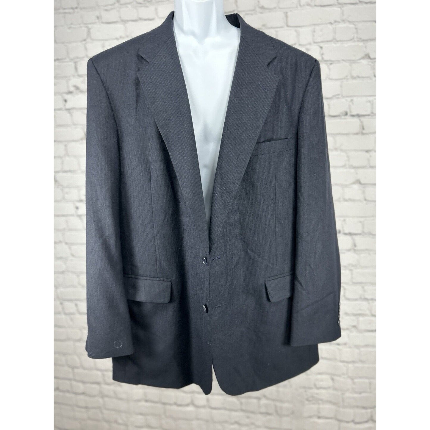 Barrington Dark Blue Pinstripe Two Button Collared Ventless Blazer Size 46L