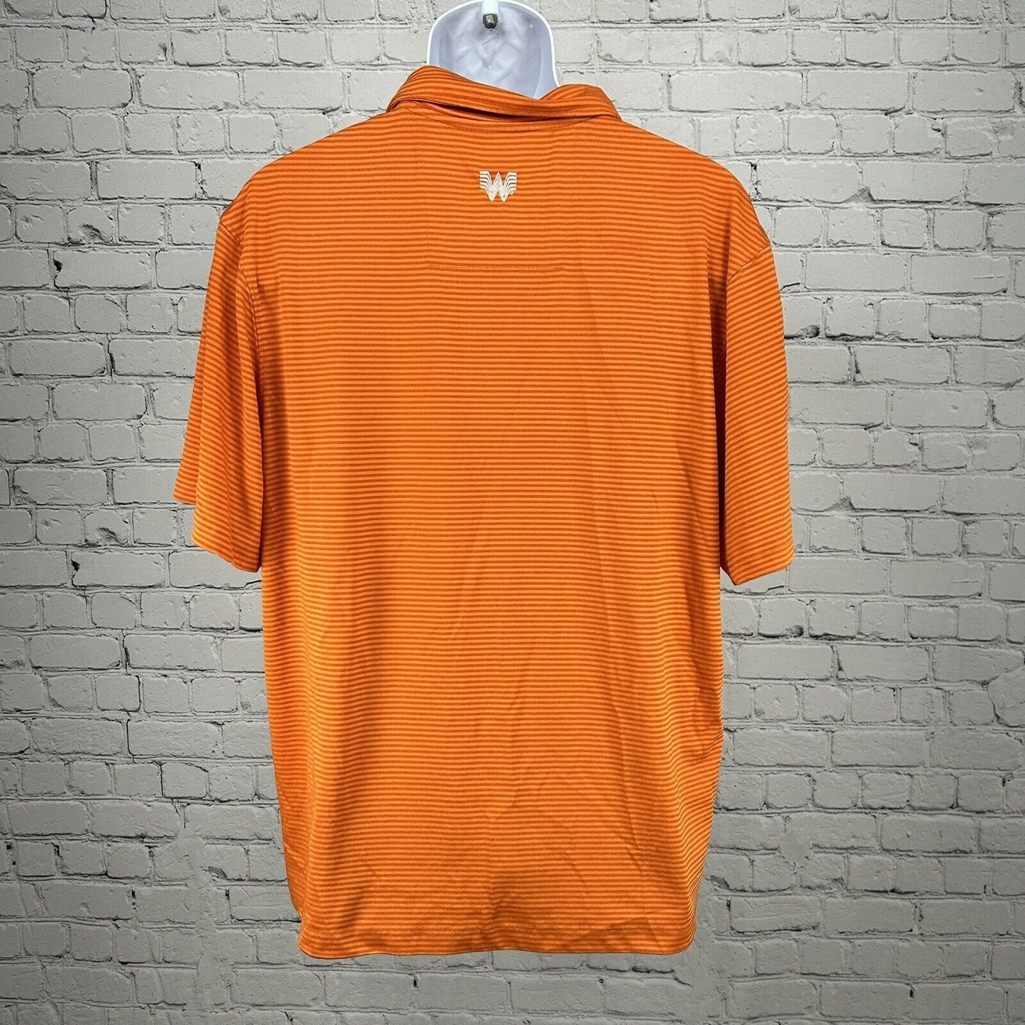 Whataburger Orange Striped Short Sleeve Quarter Button Polo Mens Size Large L