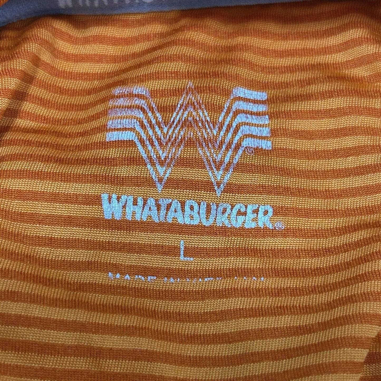 Whataburger Orange Striped Short Sleeve Quarter Button Polo Mens Size Large L