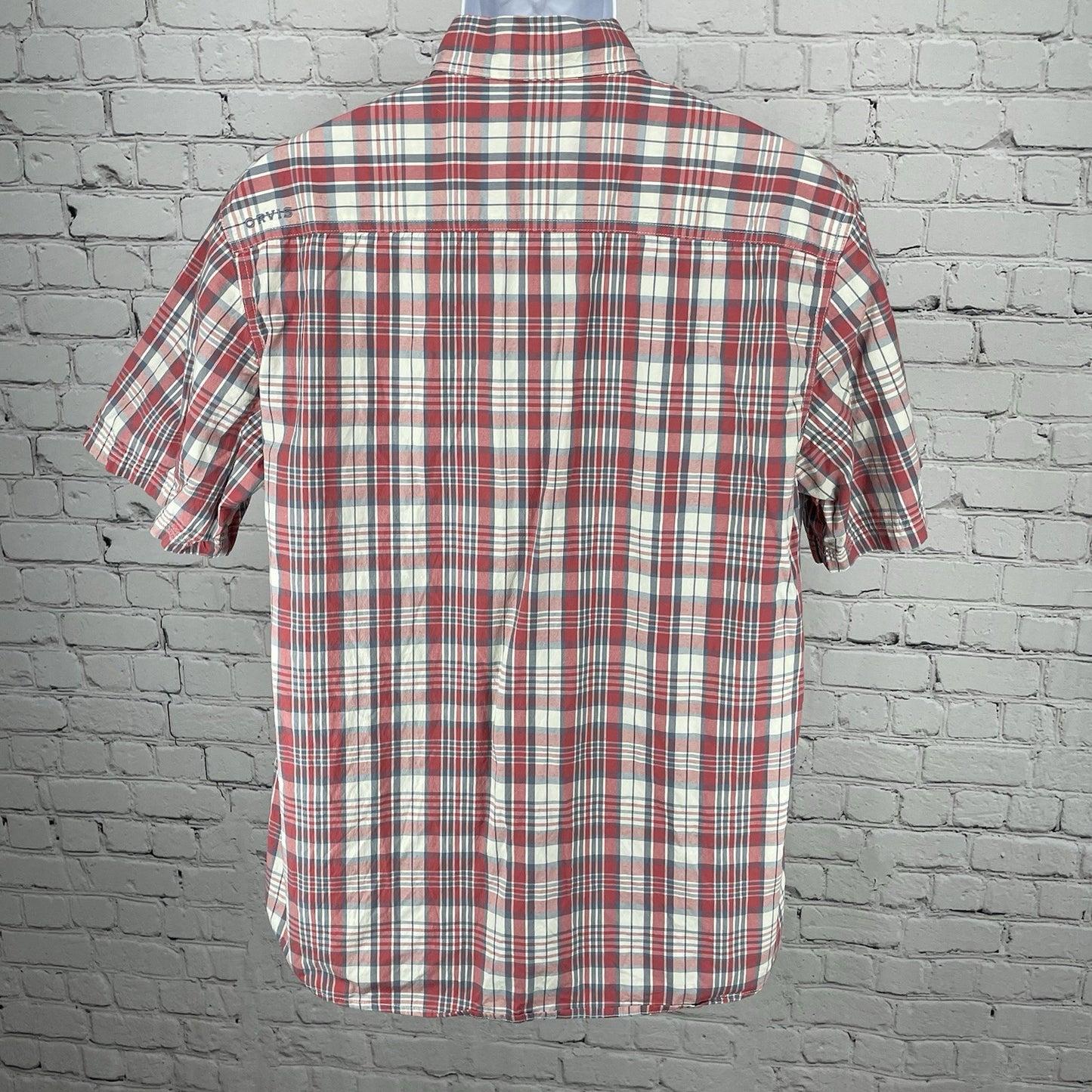 Orvis Plaid Active Fit Lightweight Button Down Short Sleeve Shirt Size Large L