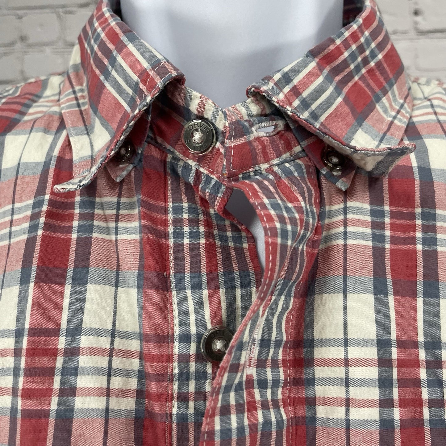 Orvis Plaid Active Fit Lightweight Button Down Short Sleeve Shirt Size Large L