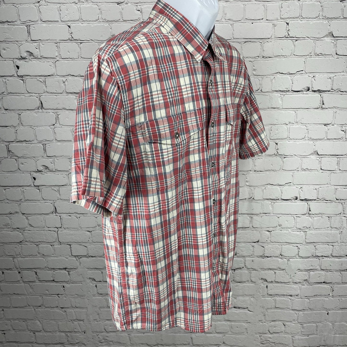 Orvis Plaid Active Fit Lightweight Button Down Short Sleeve Shirt Size Large L