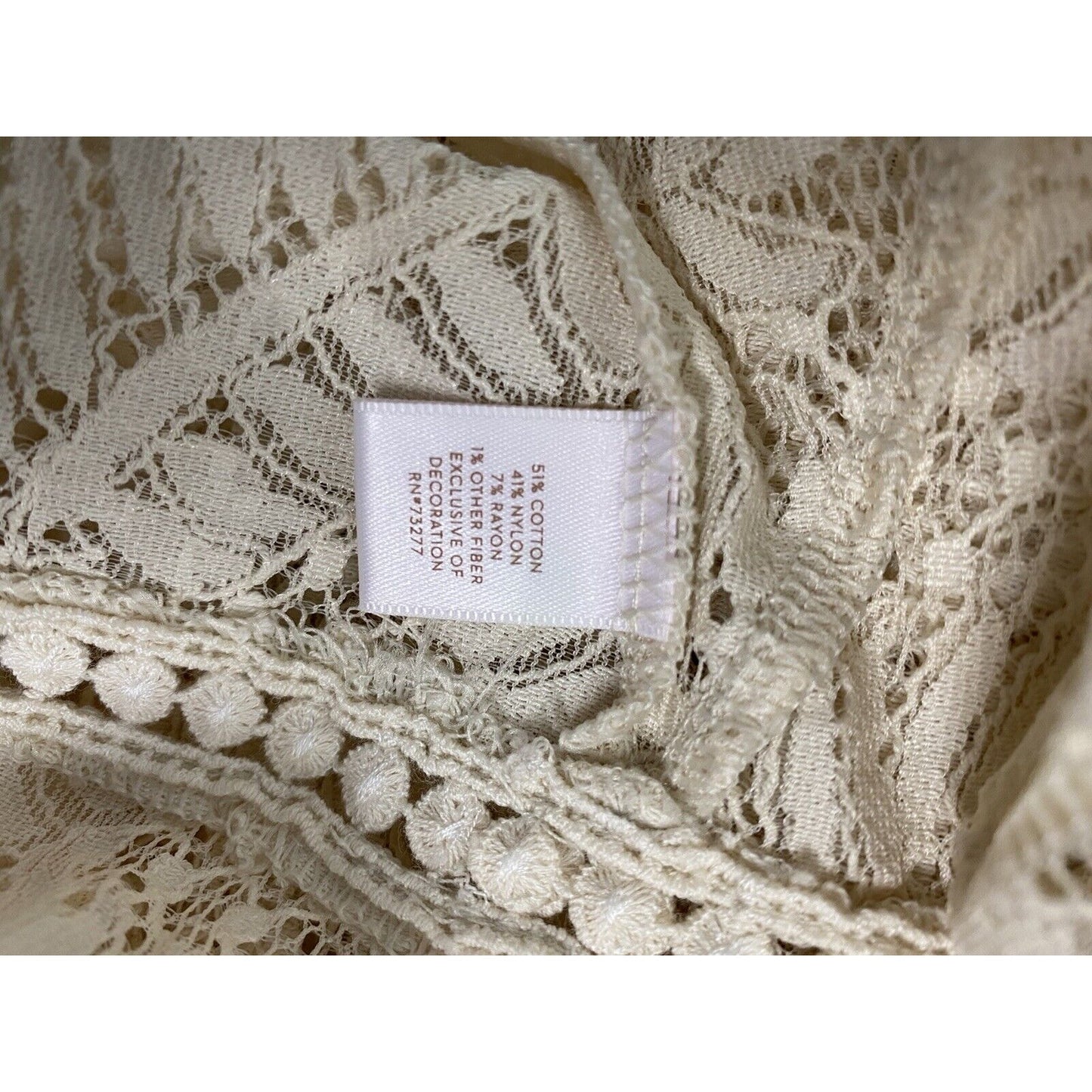 LC Lauren Conrad Lace Palm Leaf Print Flutter Sleeve Blouse Size M Medium