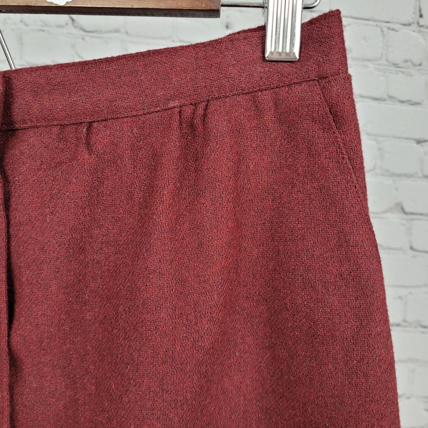 VTG Panther Red Wool Blend Buttoned A Line Skirt USA Made Size 11/12 (27x27)