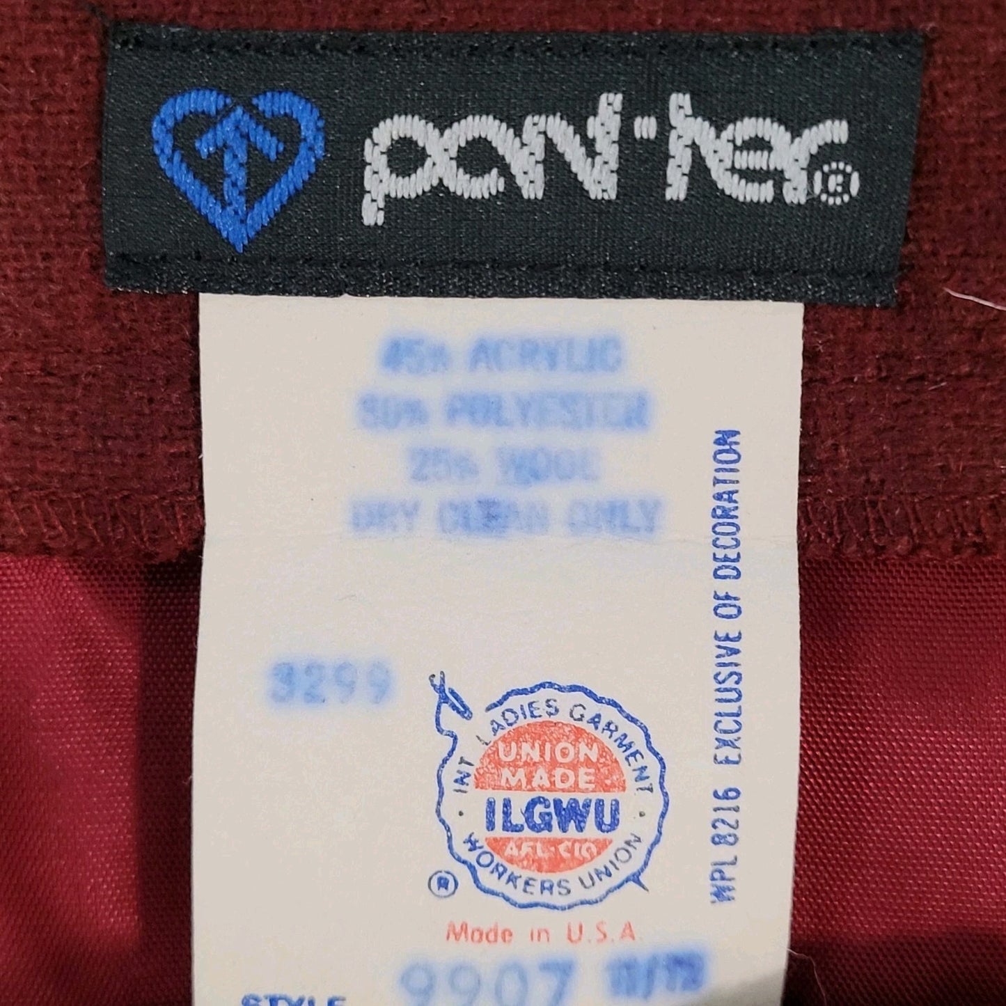 VTG Panther Red Wool Blend Buttoned A Line Skirt USA Made Size 11/12 (27x27)