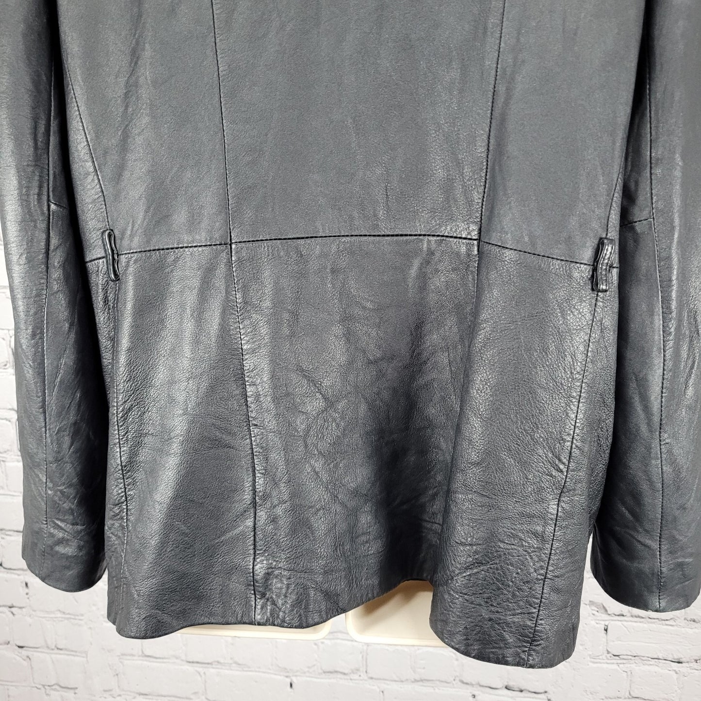 Worthington Black Genuine Lambskin Leather Pockets Full Zipped Jacket Size XL