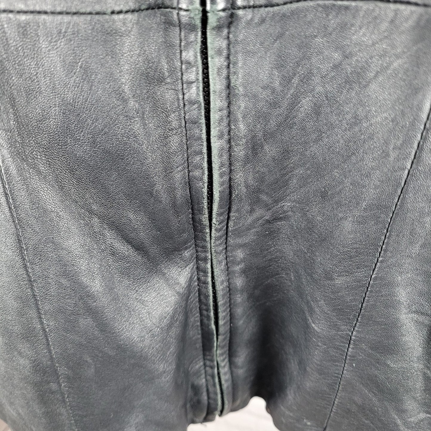 Worthington Black Genuine Lambskin Leather Pockets Full Zipped Jacket Size XL