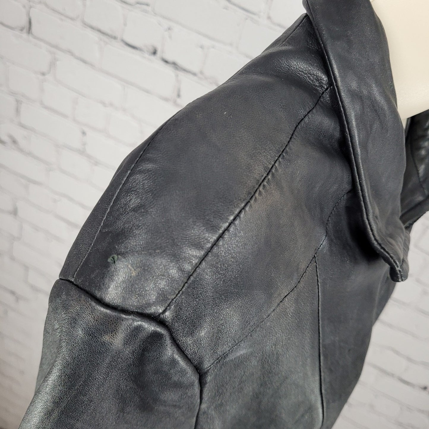 Worthington Black Genuine Lambskin Leather Pockets Full Zipped Jacket Size XL