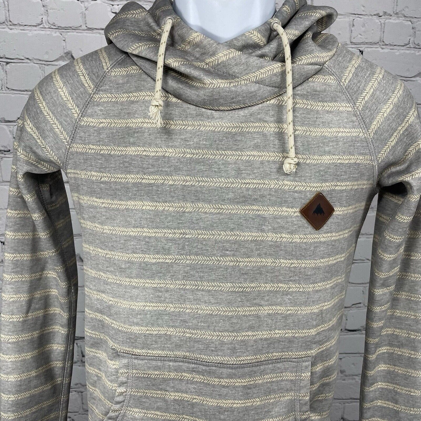 Burton Light Gray Striped WB Heron Pullover Hoodie Durable Goods Dryride Size XS