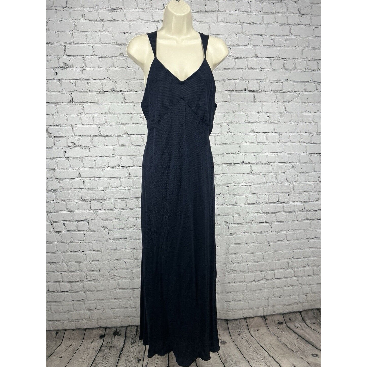 Neiman Marcus Dark Blue Silk Sleeveless Maxi Nightgown With Robe Size Medium M