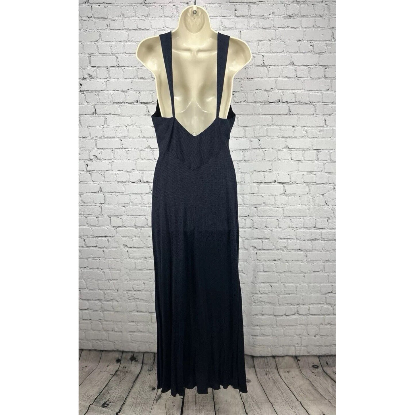 Neiman Marcus Dark Blue Silk Sleeveless Maxi Nightgown With Robe Size Medium M