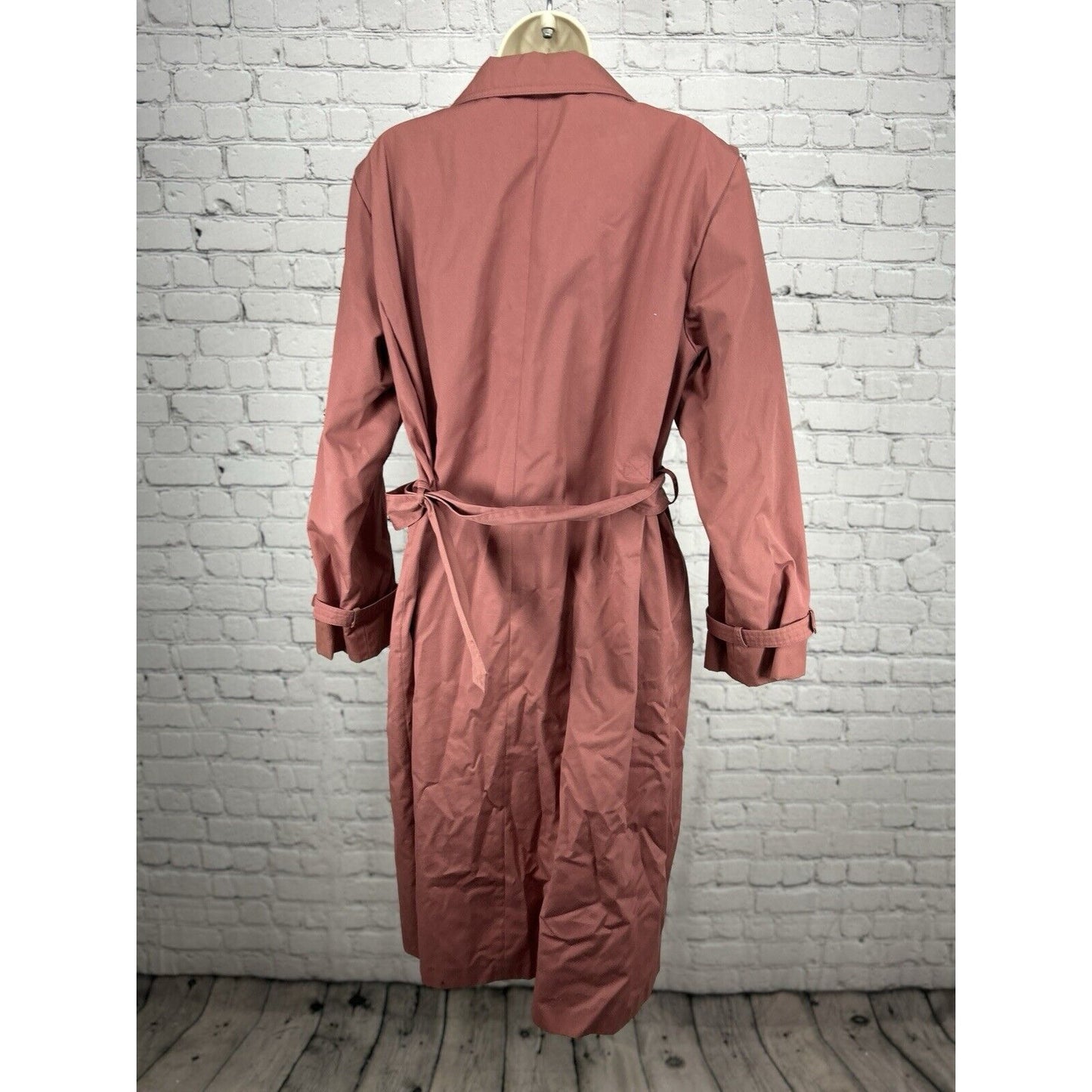 VTG Saxton Hall Pink Button Up Long Sleeve Collared Lined Trench Coat Size 17/18