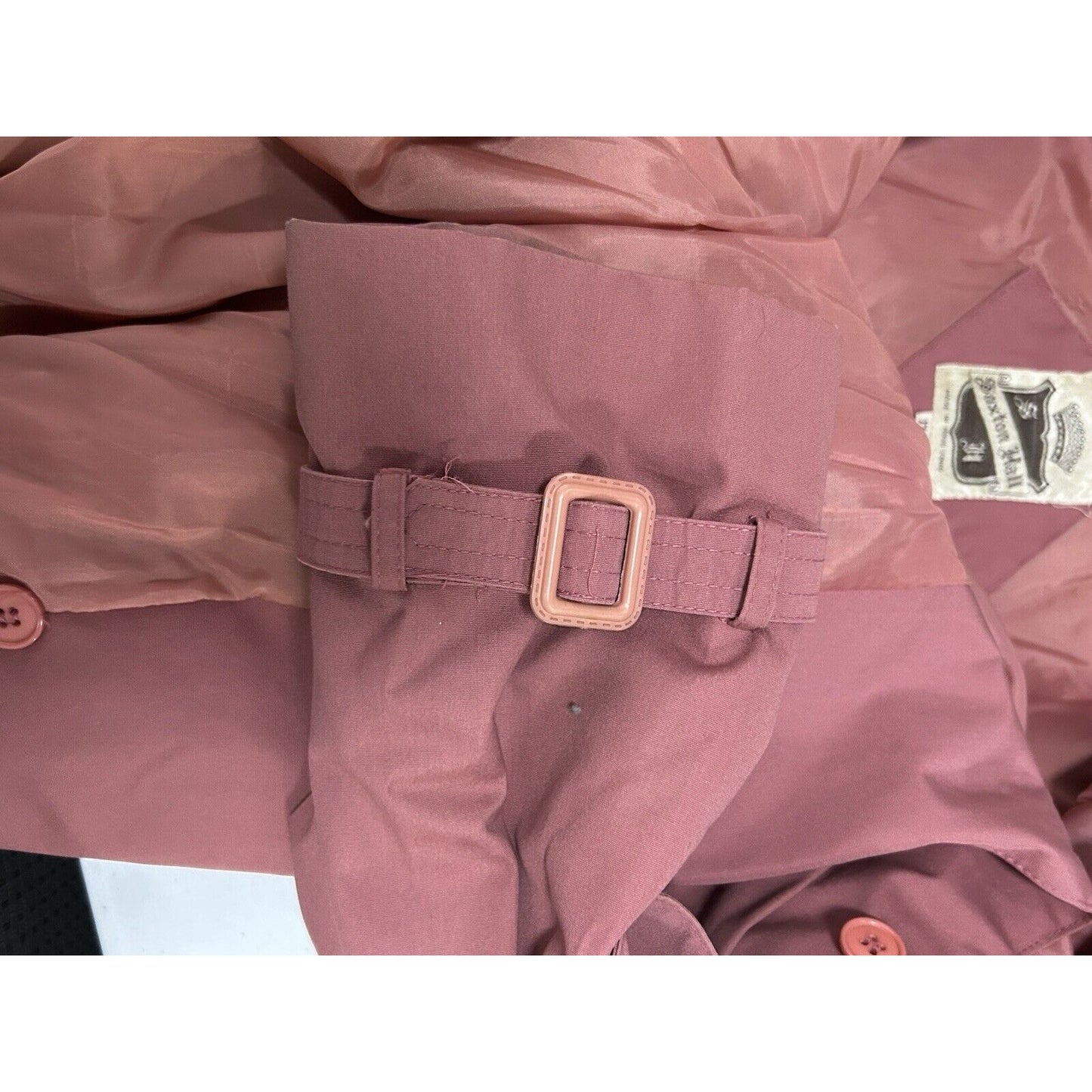 VTG Saxton Hall Pink Button Up Long Sleeve Collared Lined Trench Coat Size 17/18