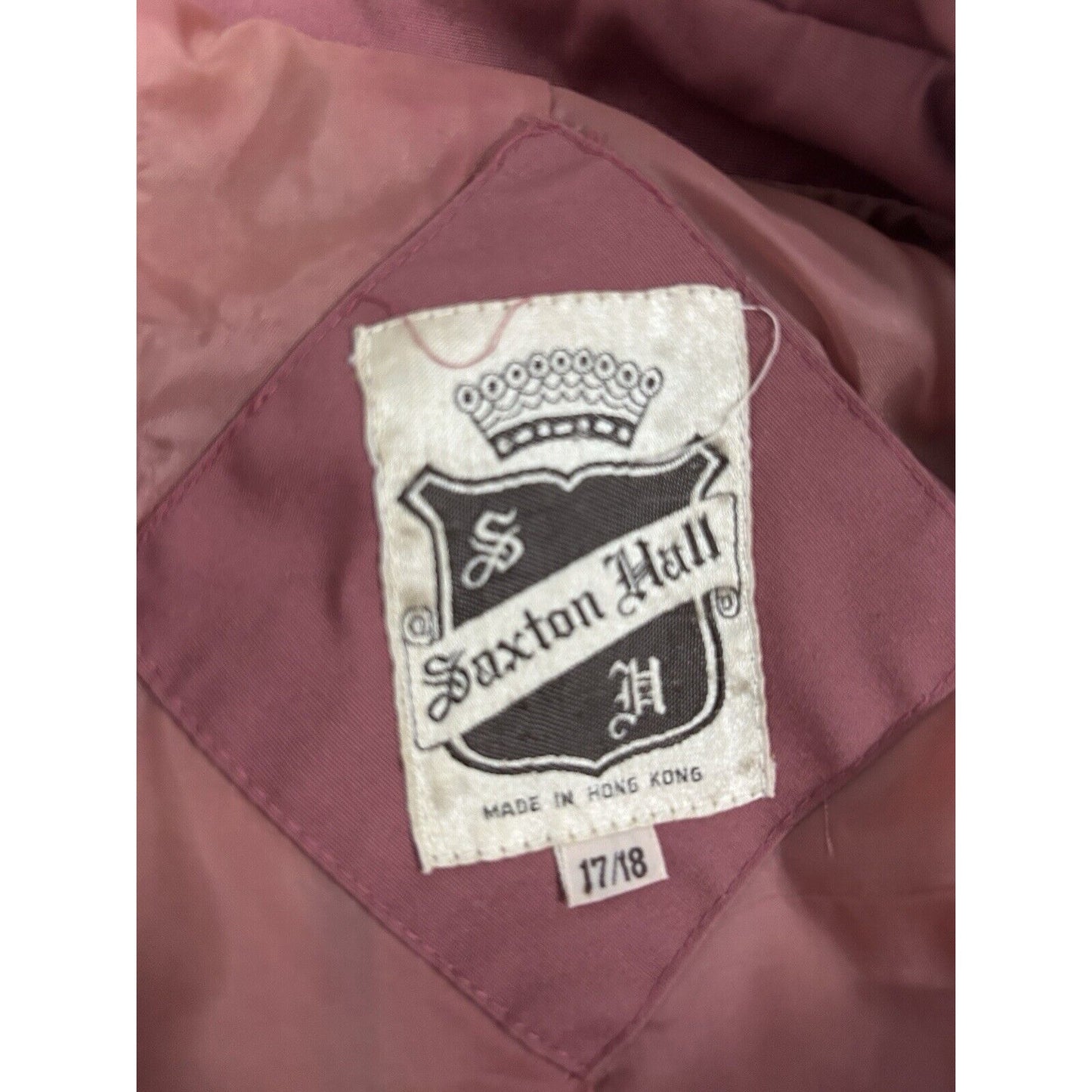 VTG Saxton Hall Pink Button Up Long Sleeve Collared Lined Trench Coat Size 17/18