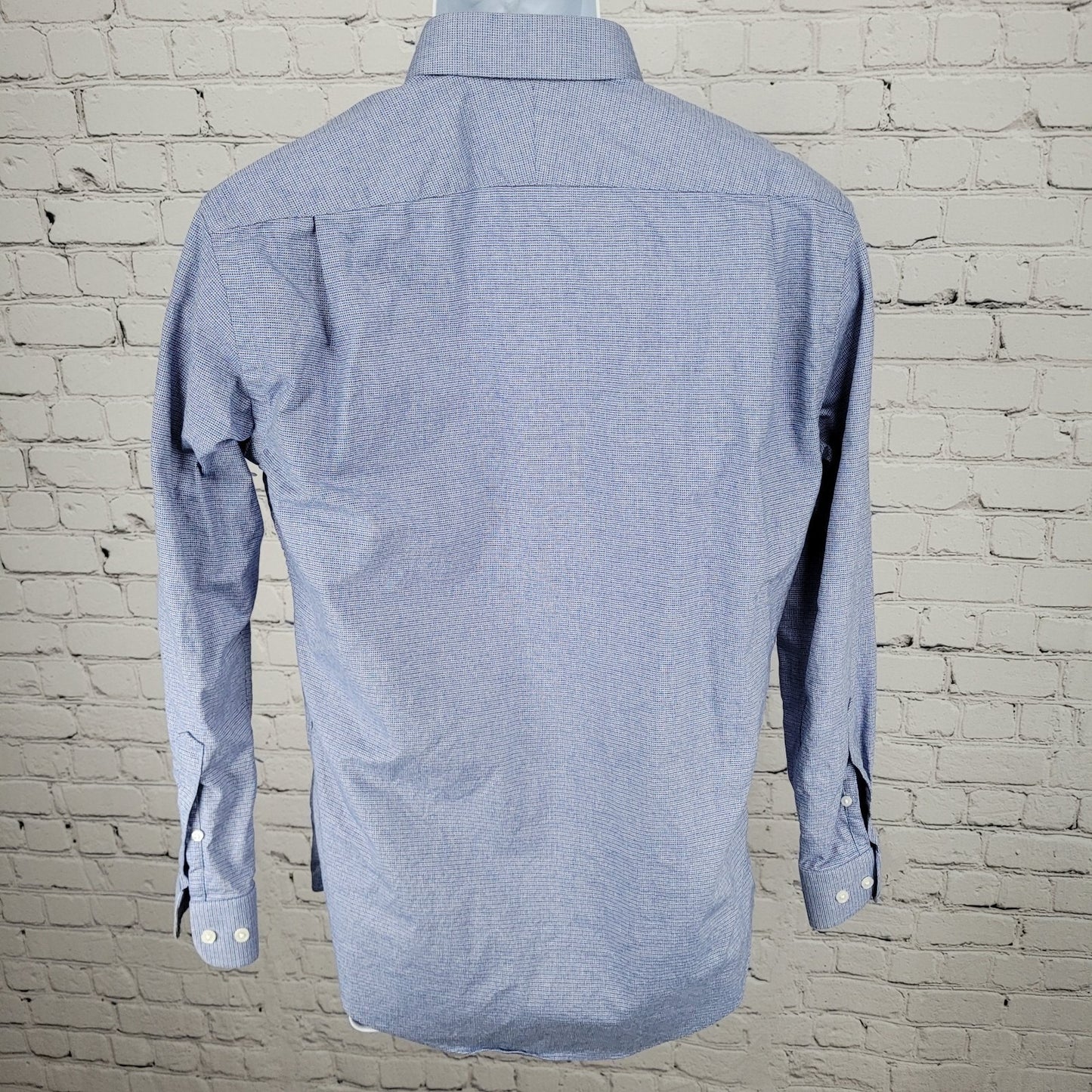 NWD Neiman Marcus Blue 100% Cotton Trim Fit Button Up Shirt Size 15.5 32/33