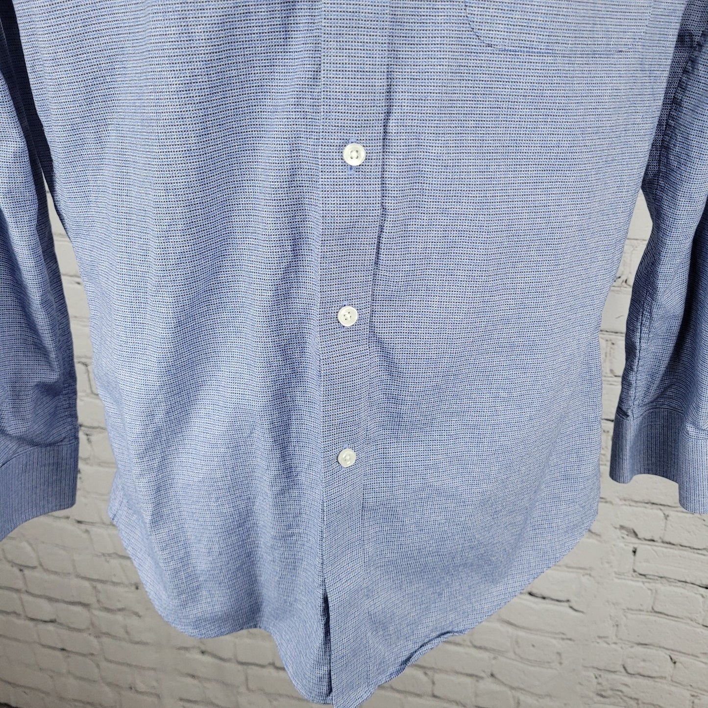 NWD Neiman Marcus Blue 100% Cotton Trim Fit Button Up Shirt Size 15.5 32/33