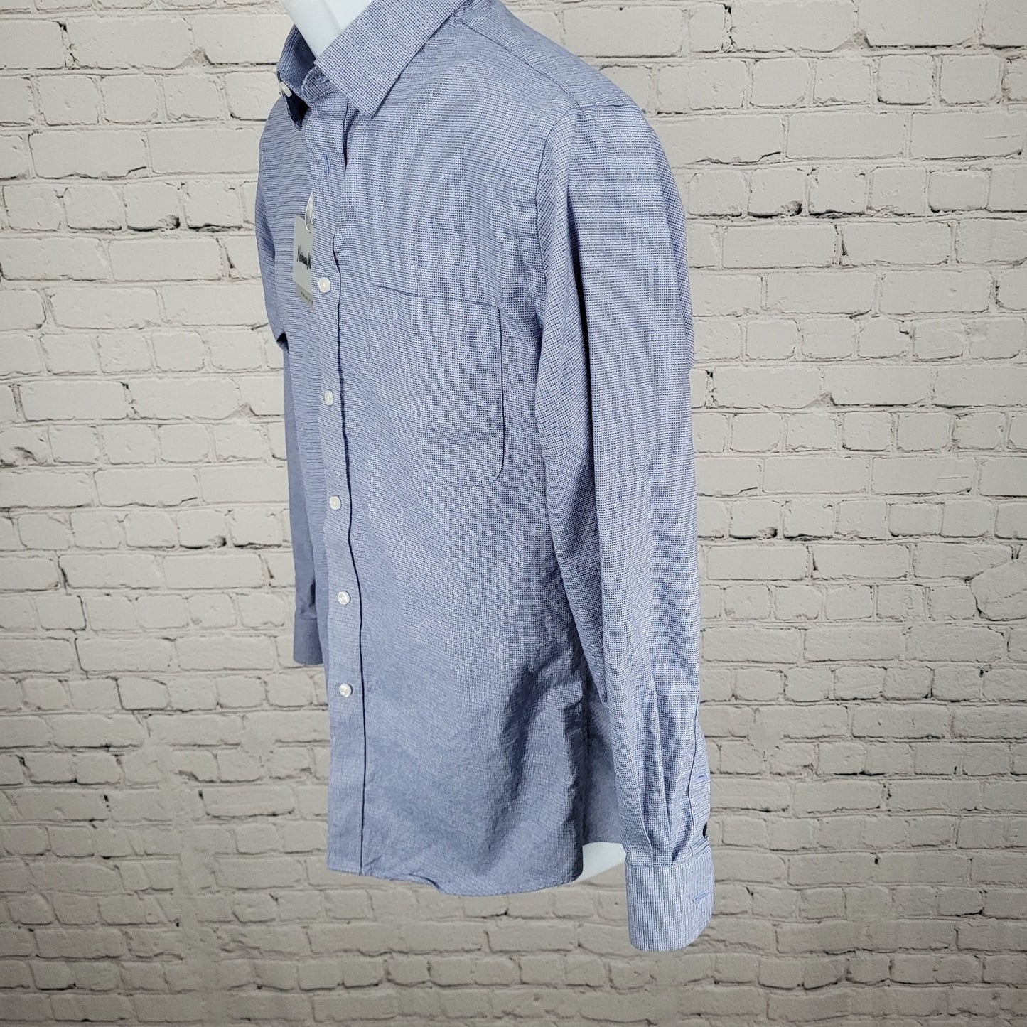 NWD Neiman Marcus Blue 100% Cotton Trim Fit Button Up Shirt Size 15.5 32/33