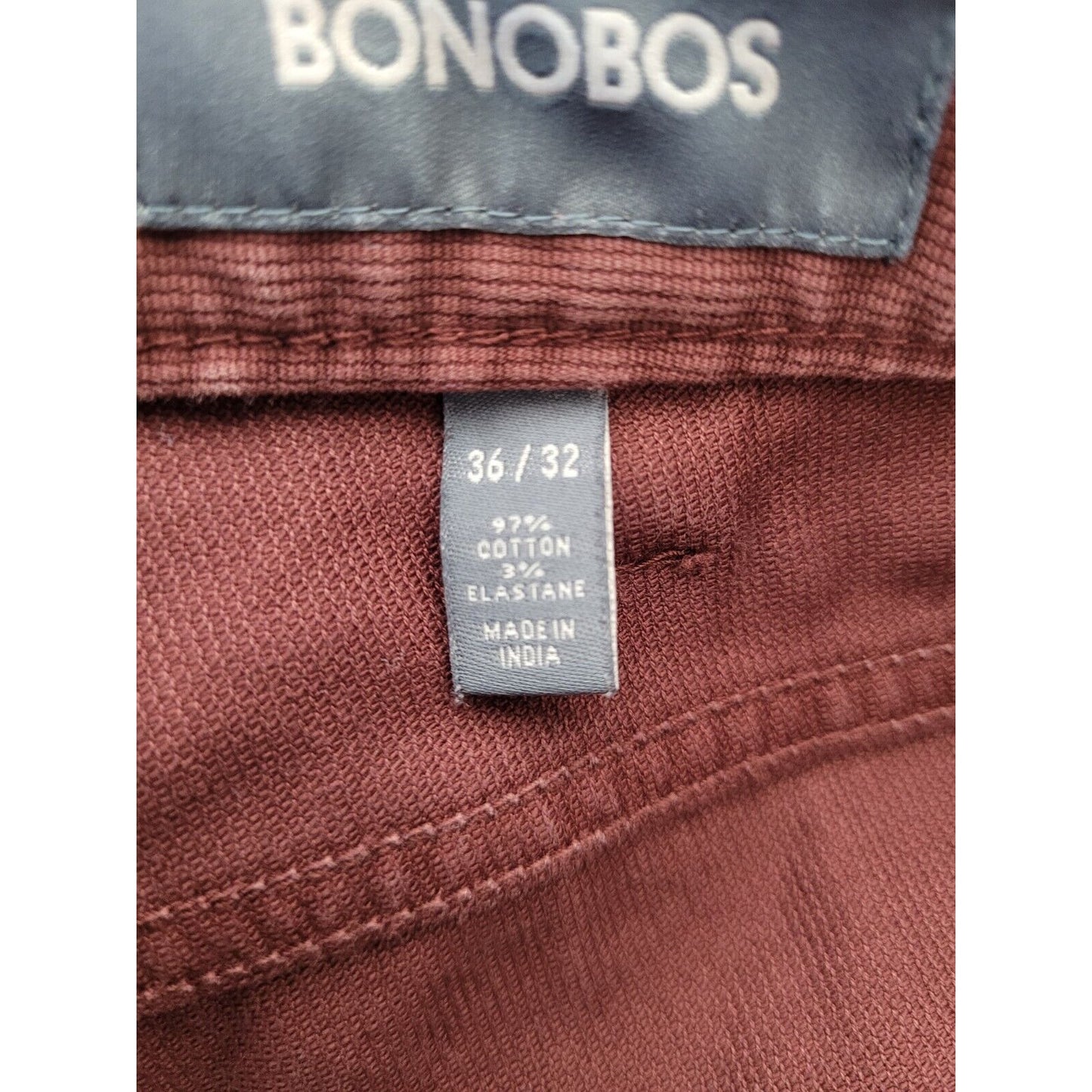Bonobos Maroon Purple Corduroy Straight Leg Jeans Pants 36 X 32