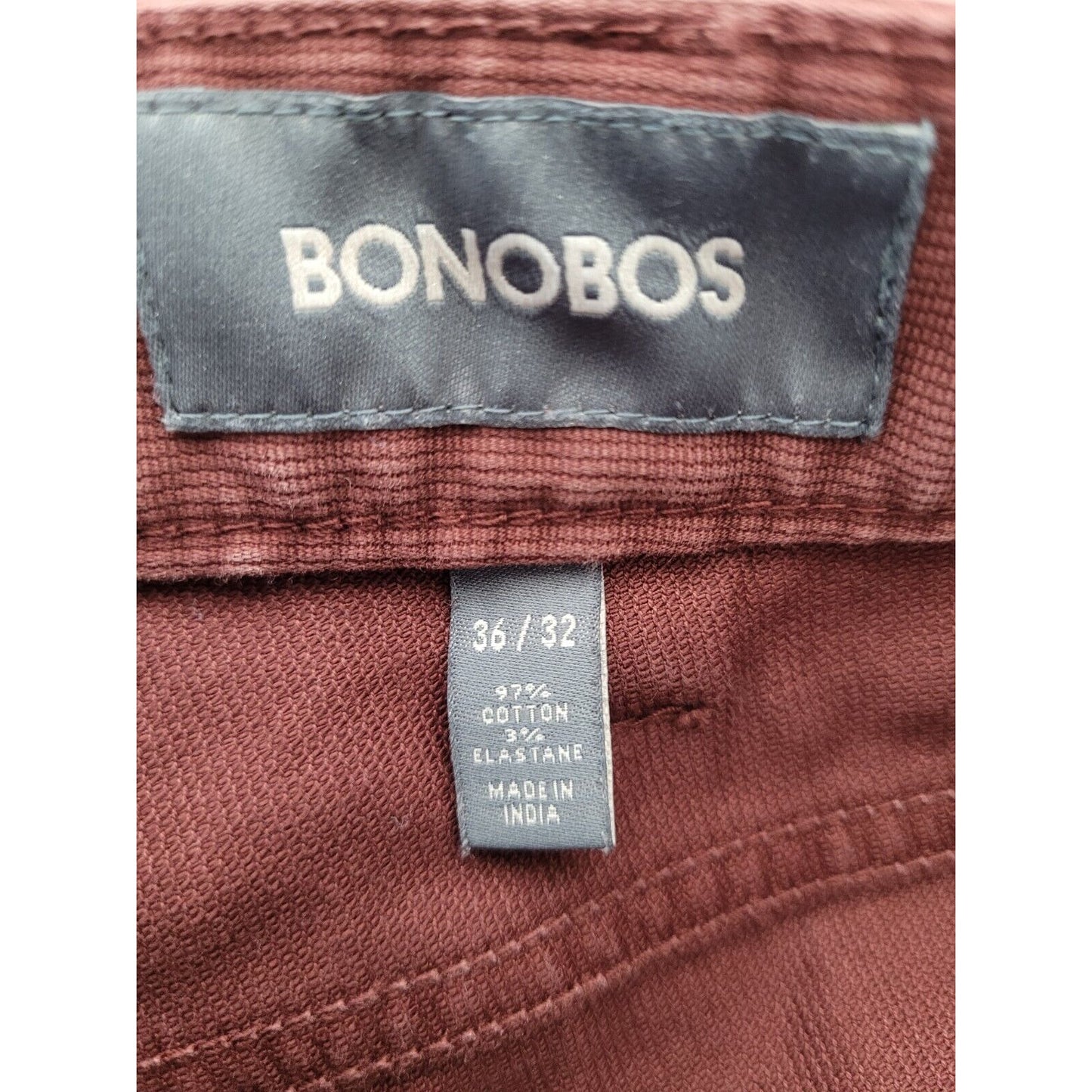 Bonobos Maroon Purple Corduroy Straight Leg Jeans Pants 36 X 32