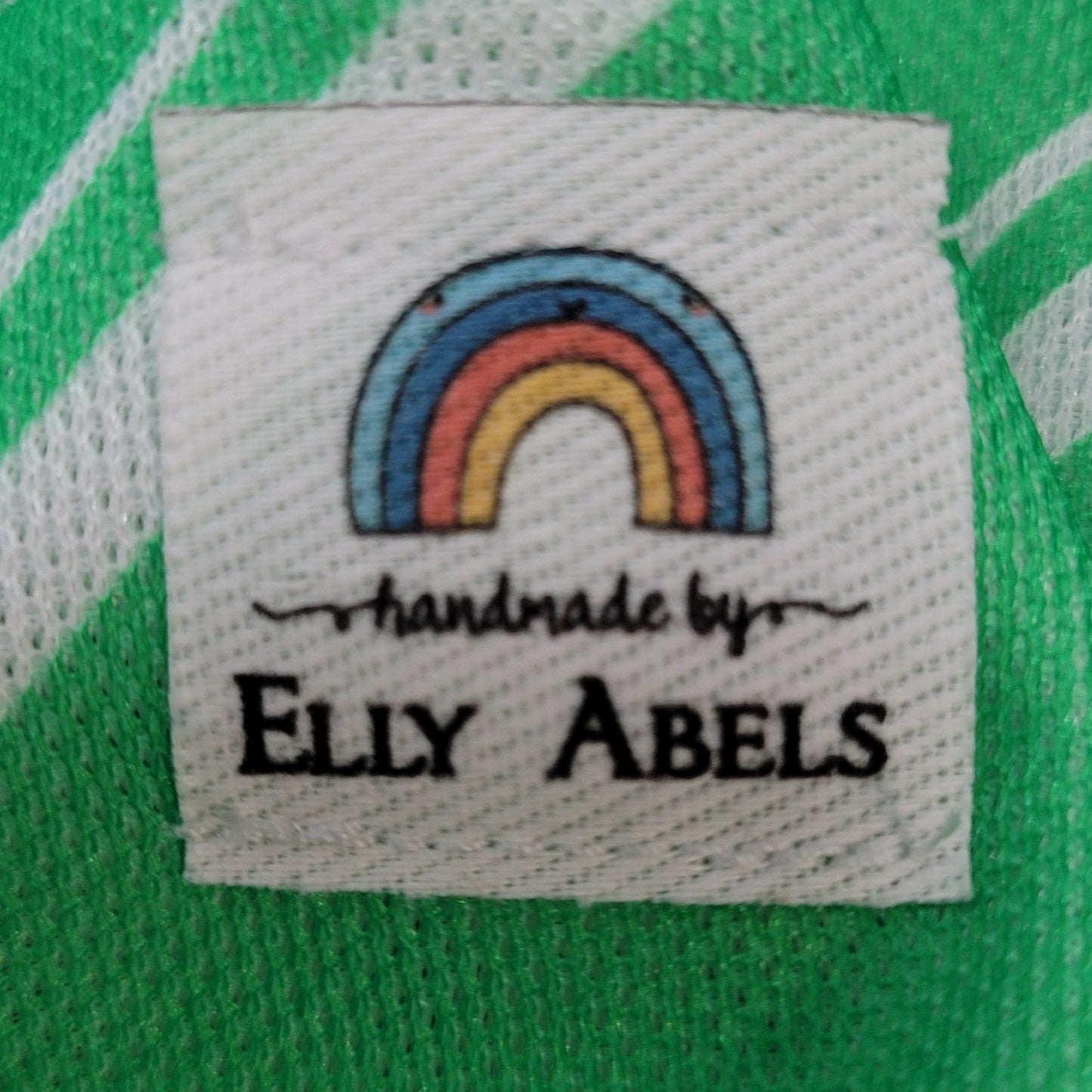 Elly Abels Green Handmade Retro Puff Sleeve Back Tie Stretch Dress Size Small S
