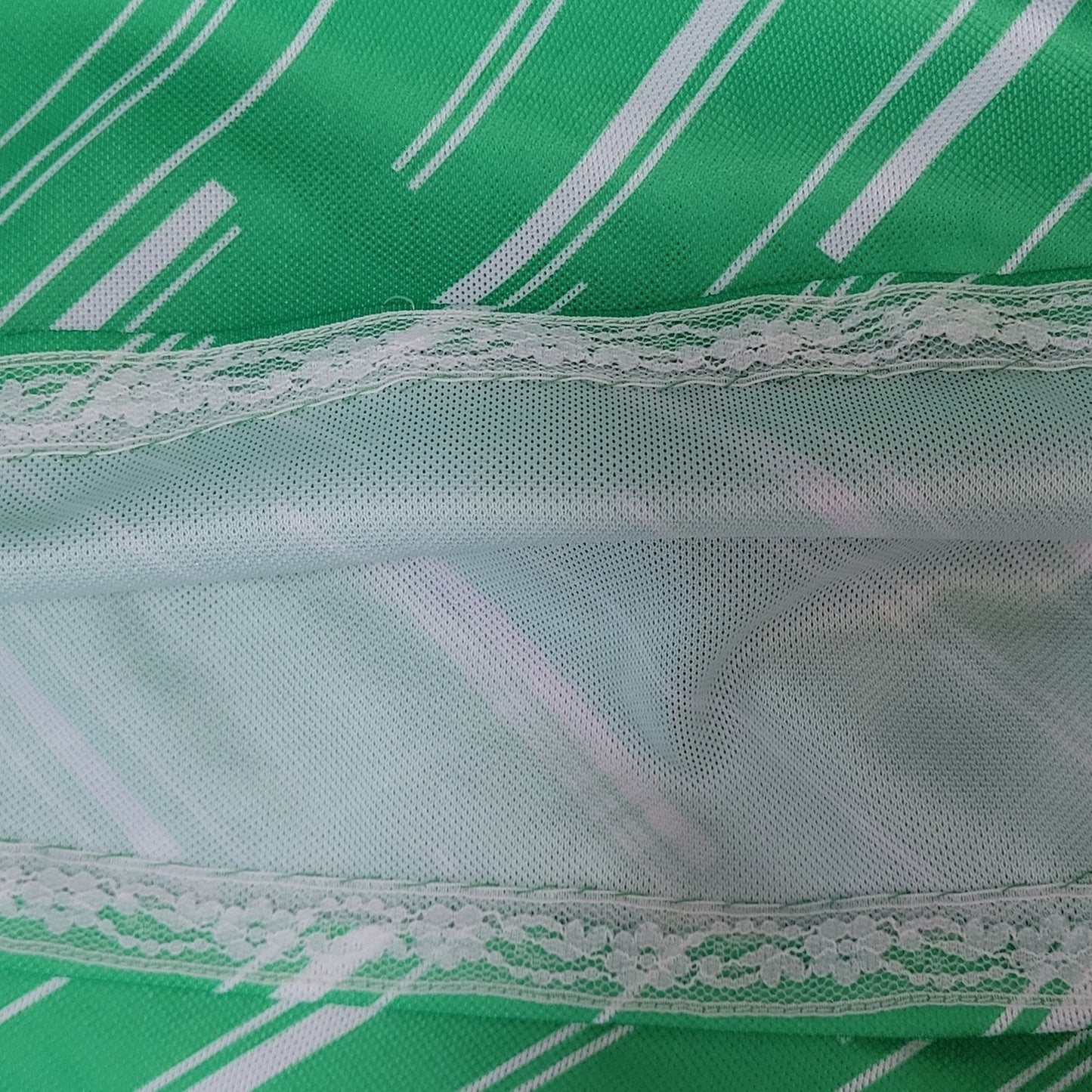 Elly Abels Green Handmade Retro Puff Sleeve Back Tie Stretch Dress Size Small S