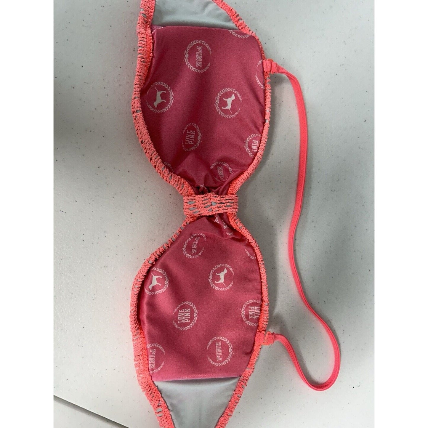 Pink Victoria’s Secret Pink Removable Halter Strap Bandeau Bathing Suit Top S