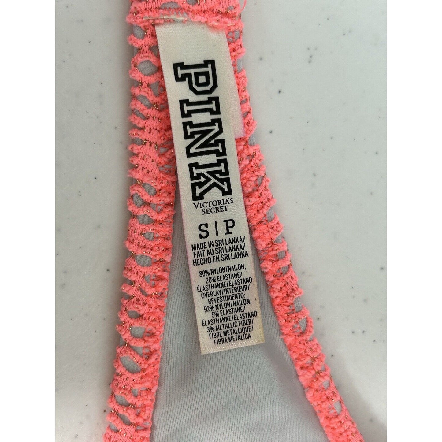 Pink Victoria’s Secret Pink Removable Halter Strap Bandeau Bathing Suit Top S