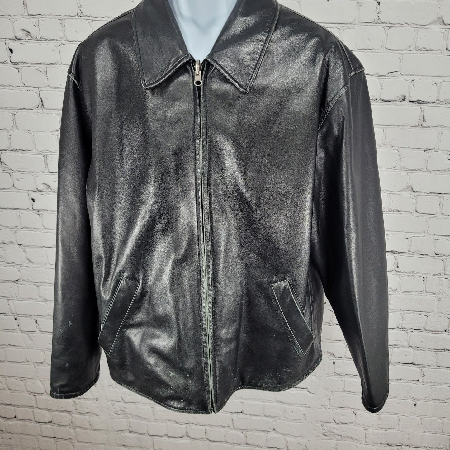 Roundtree & Yorke Black Brown Lamb Skin Leather Suede Reversible Jacket Large L