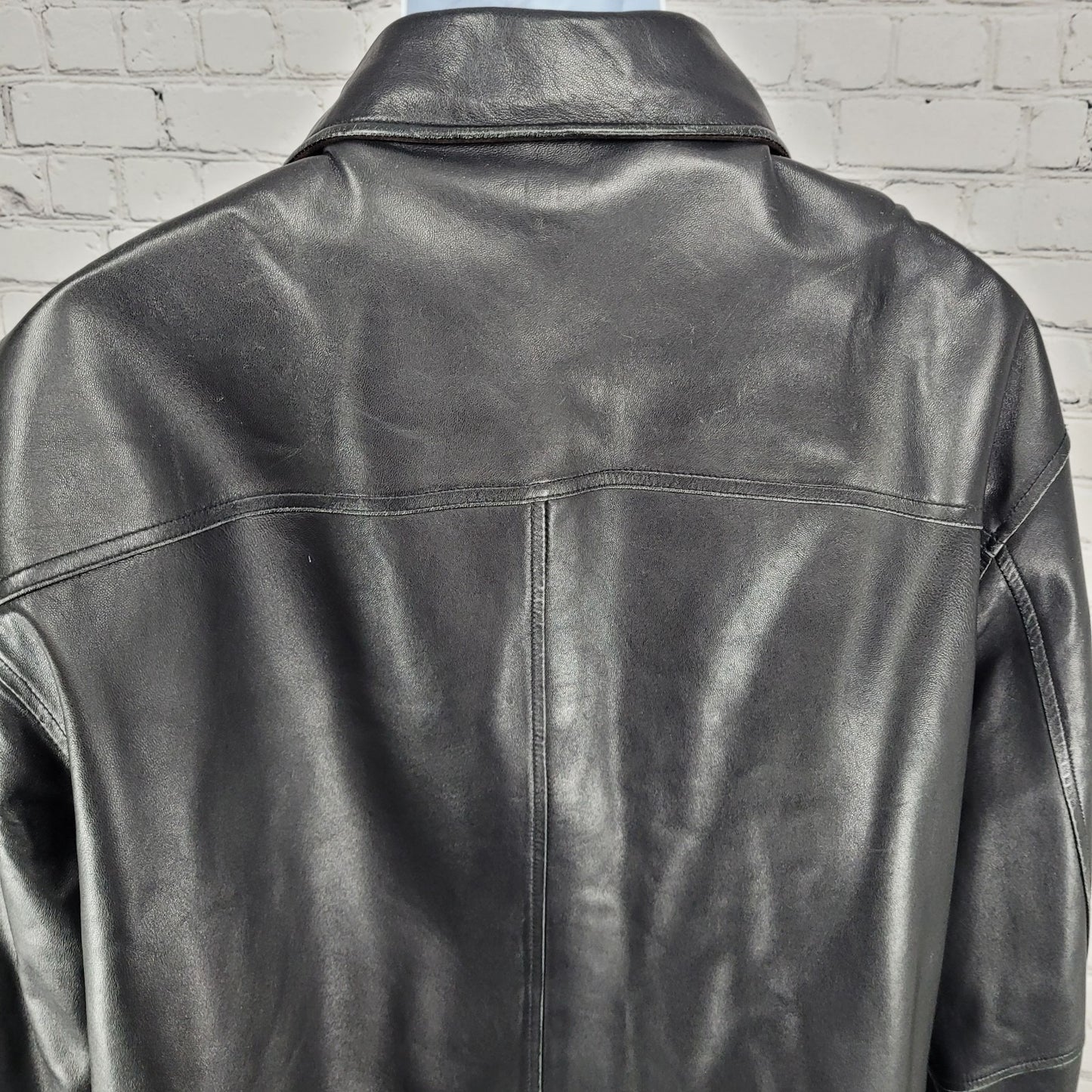 Roundtree & Yorke Black Brown Lamb Skin Leather Suede Reversible Jacket Large L