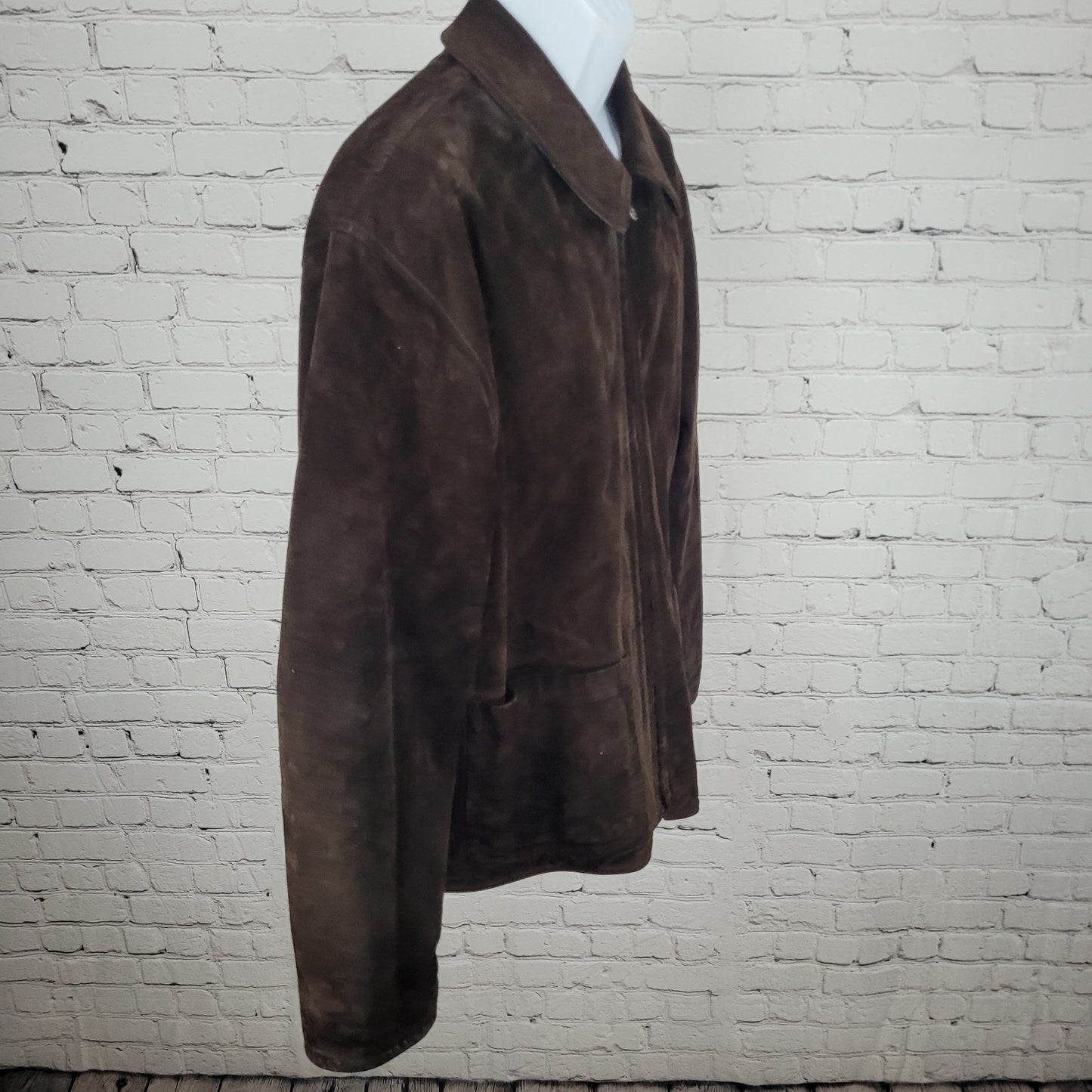 Roundtree & Yorke Black Brown Lamb Skin Leather Suede Reversible Jacket Large L