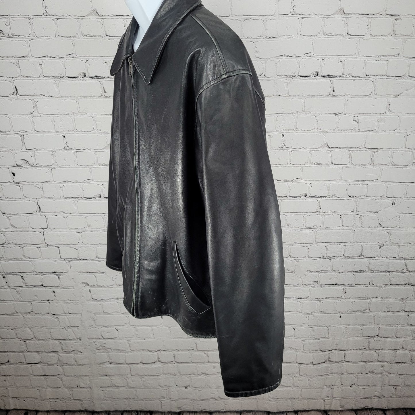 Roundtree & Yorke Black Brown Lamb Skin Leather Suede Reversible Jacket Large L