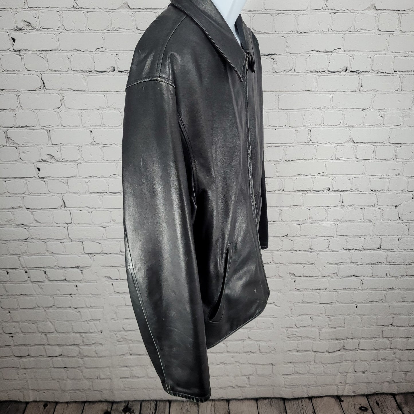 Roundtree & Yorke Black Brown Lamb Skin Leather Suede Reversible Jacket Large L