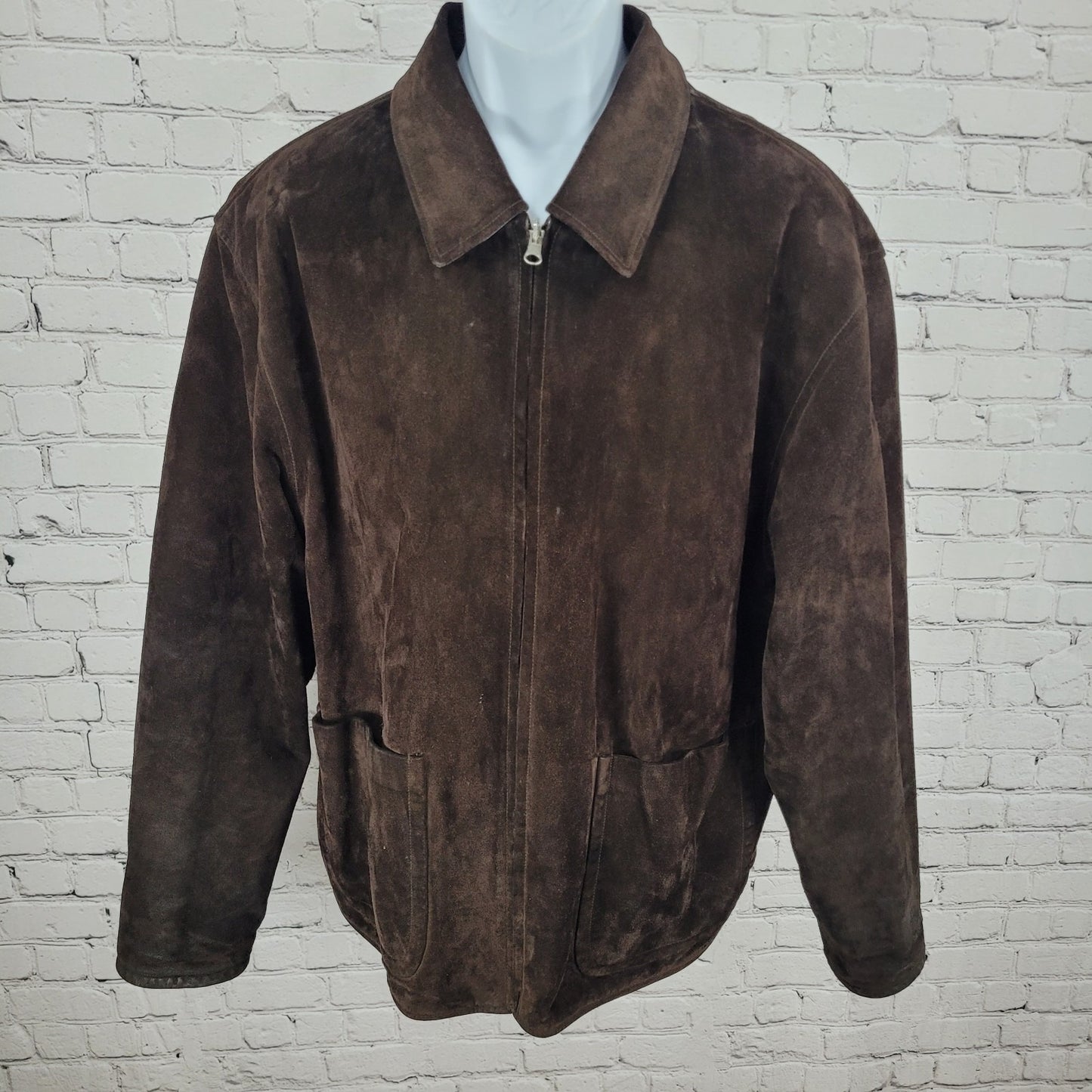 Roundtree & Yorke Black Brown Lamb Skin Leather Suede Reversible Jacket Large L
