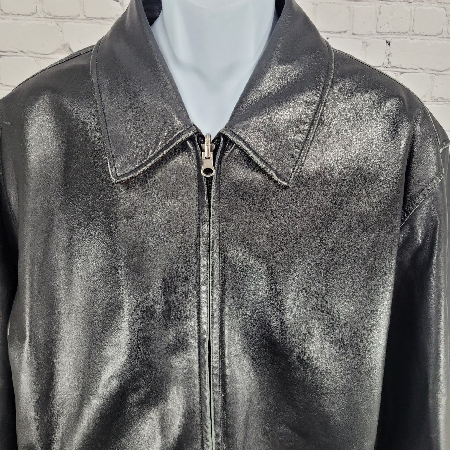 Roundtree & Yorke Black Brown Lamb Skin Leather Suede Reversible Jacket Large L