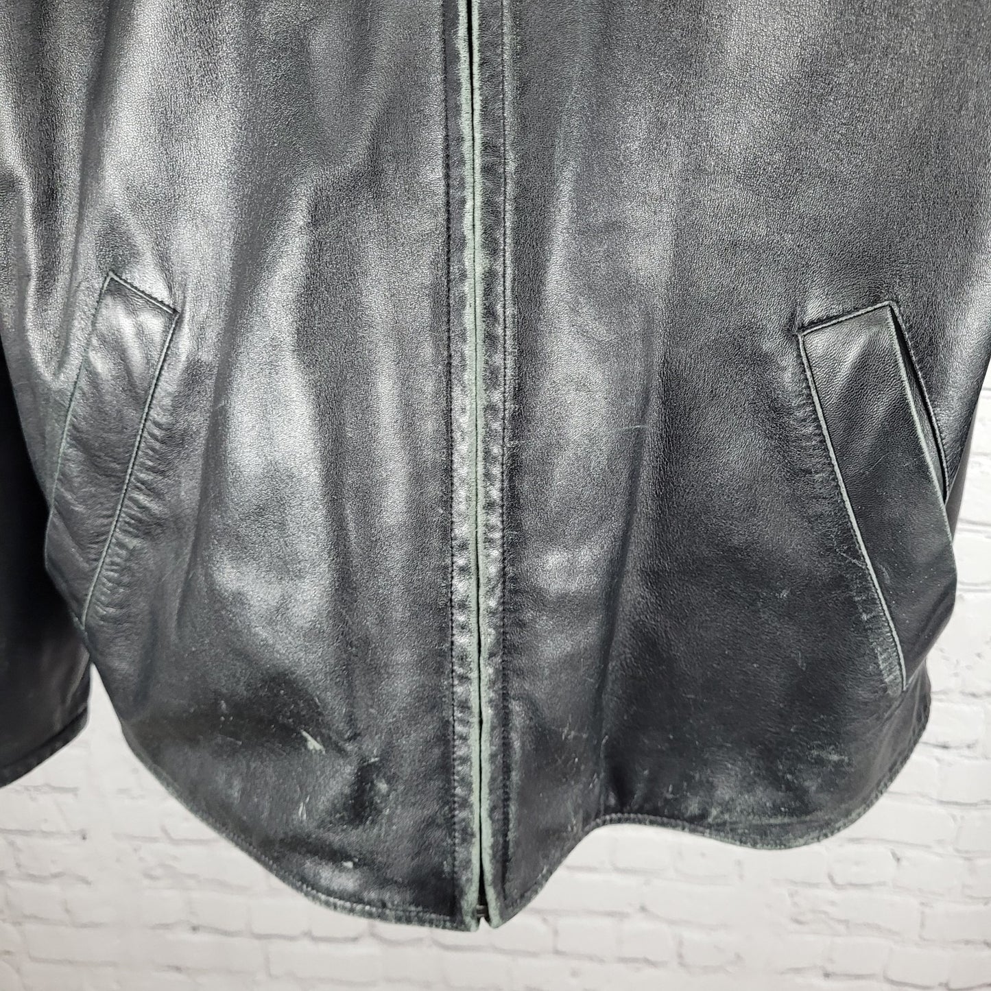 Roundtree & Yorke Black Brown Lamb Skin Leather Suede Reversible Jacket Large L