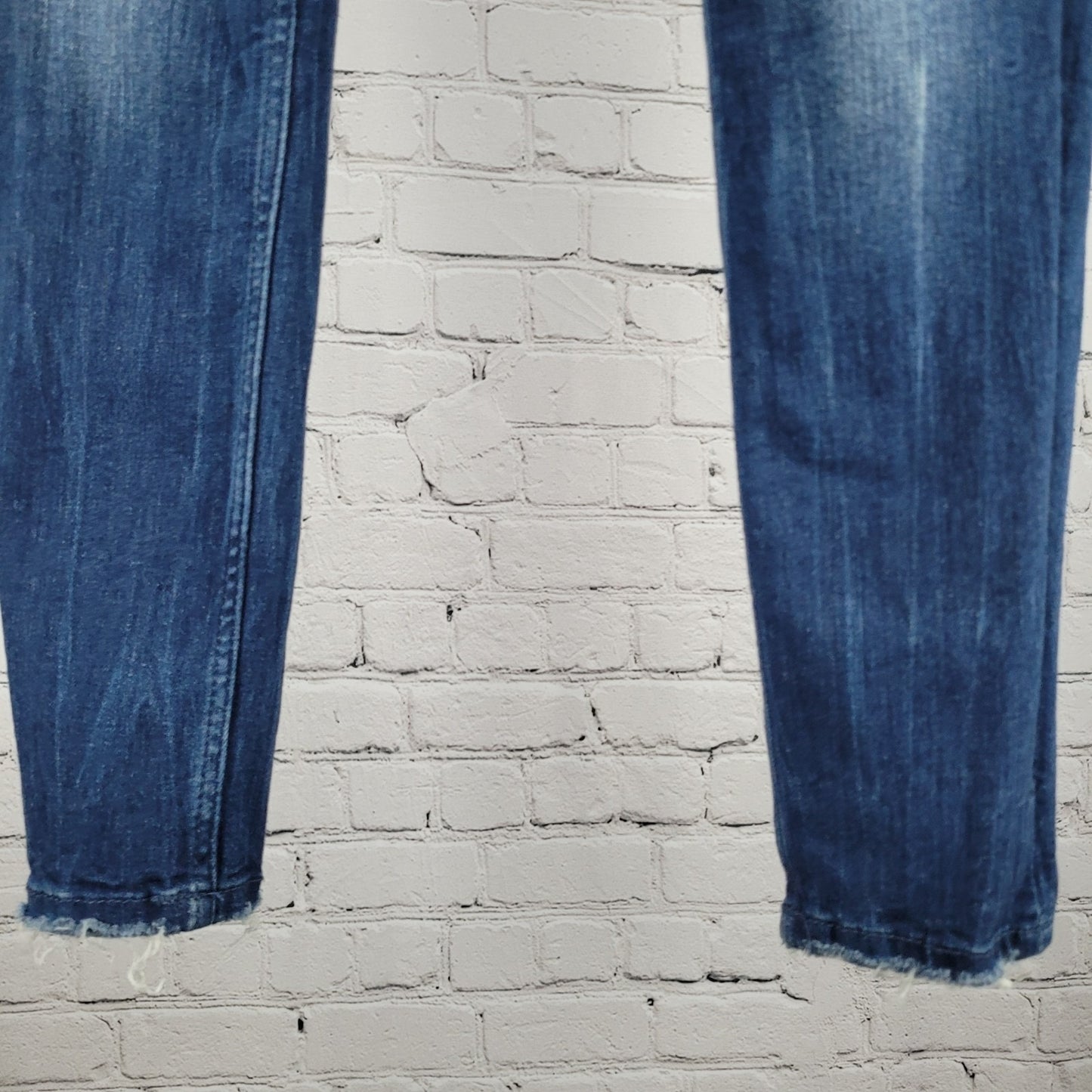 Zara Trafaluc Blue Denim Distressed Low Rise Skinny Ankle Jeans Size 4 (27x26)
