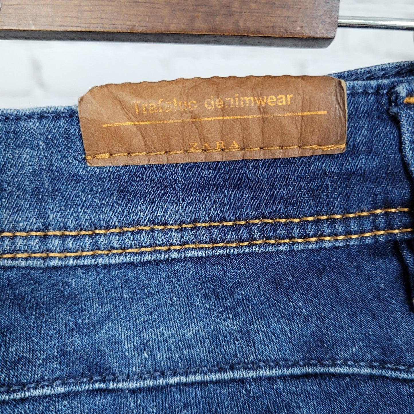 Zara Trafaluc Blue Denim Distressed Low Rise Skinny Ankle Jeans Size 4 (27x26)