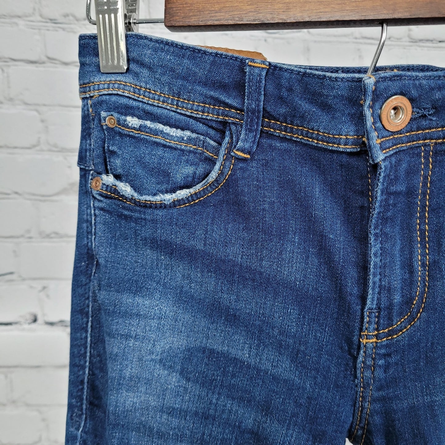 Zara Trafaluc Blue Denim Distressed Low Rise Skinny Ankle Jeans Size 4 (27x26)