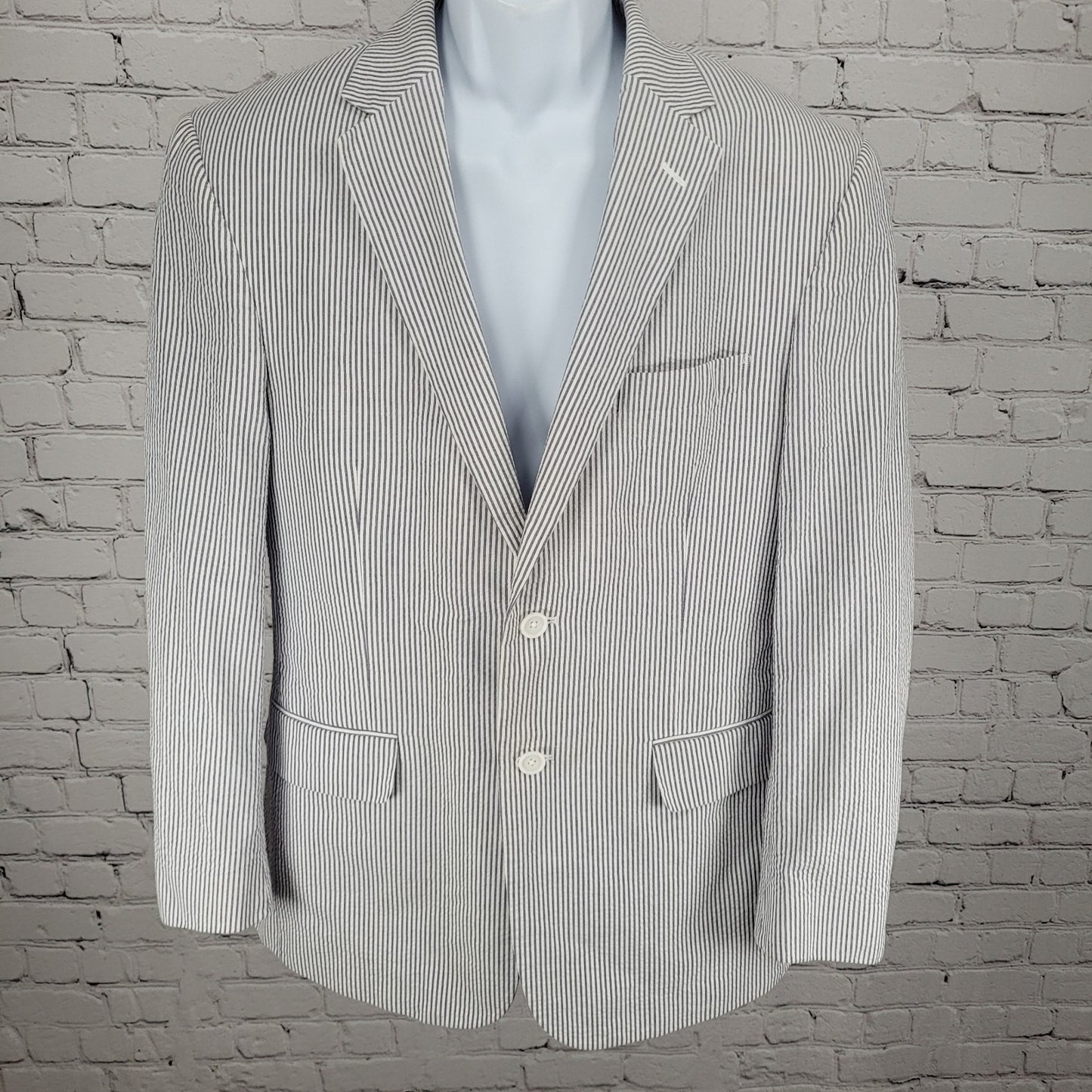 Jos A Bank Blue Striped Tailored Fit Lightweight Stays Cool Blazer Size 40S
