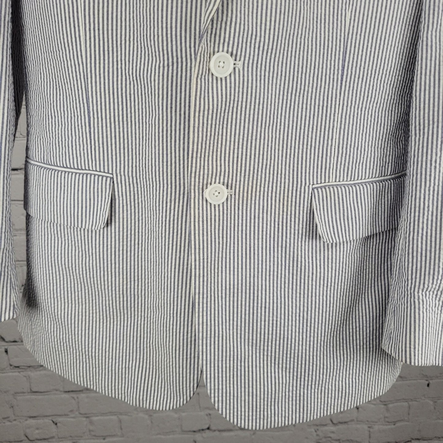 Jos A Bank Blue Striped Tailored Fit Lightweight Stays Cool Blazer Size 40S