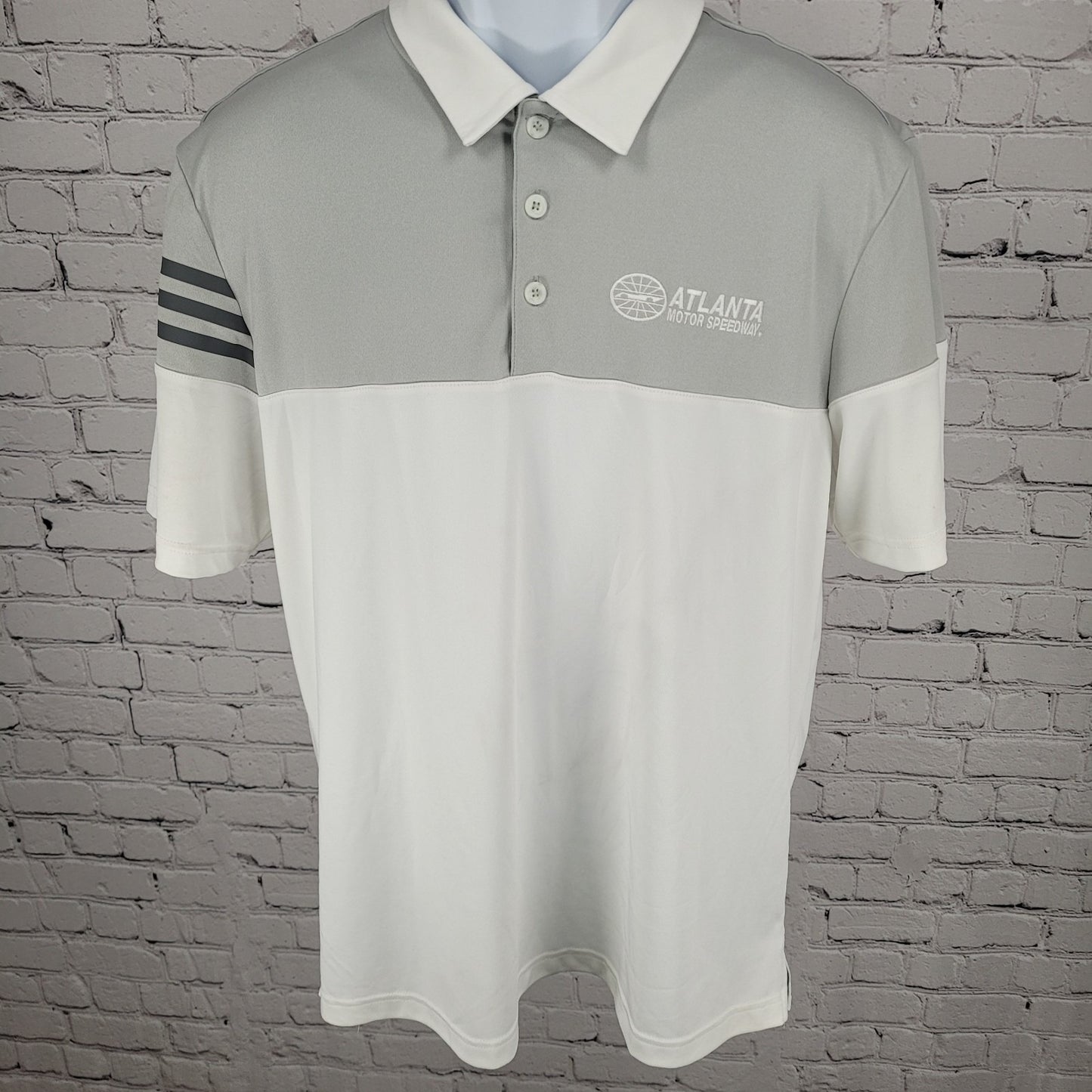 Adidas Golf Atlanta Motor Speedway White Lightweight Polo Shirt Size Large L