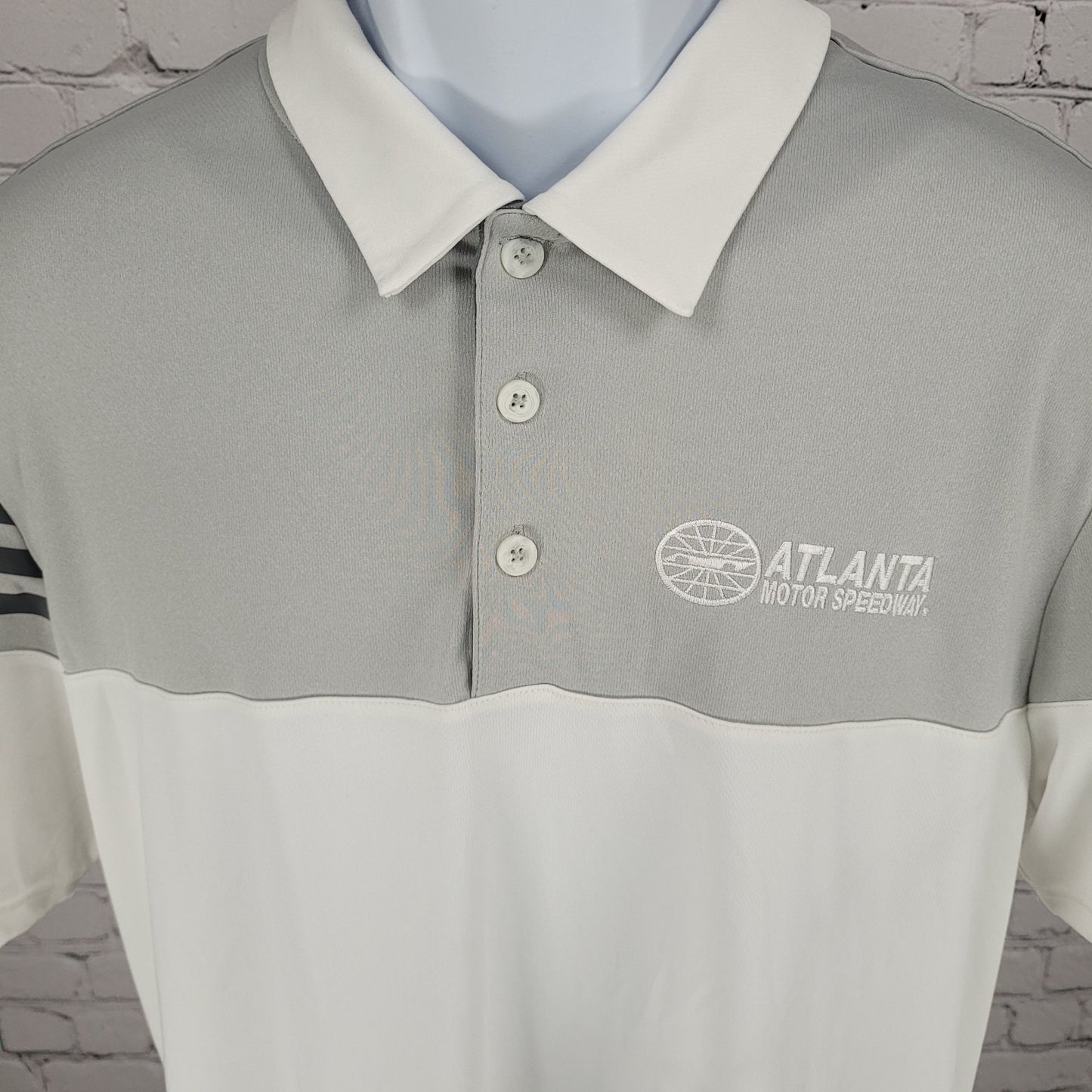 Adidas Golf Atlanta Motor Speedway White Lightweight Polo Shirt Size Large L